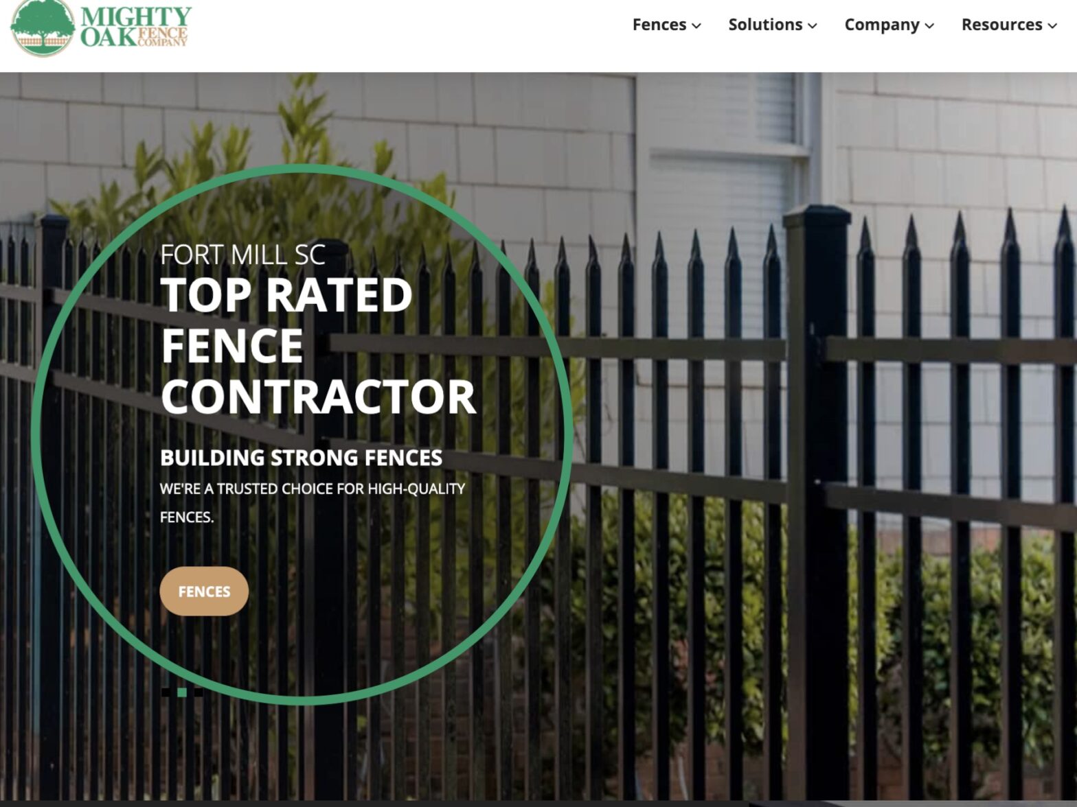 Photo of a Fort Mill SC Fence company website